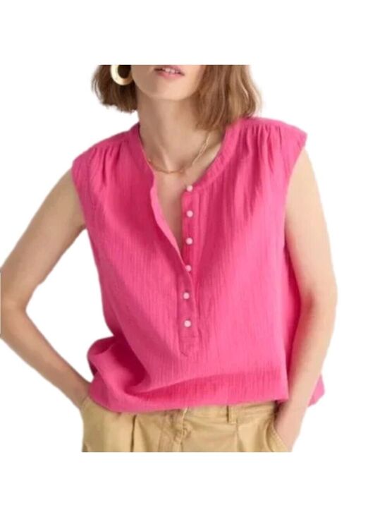 J. Crew Tops - J. Crew Cora Soft Gauze Sleeveless Button-Front Top – Medium